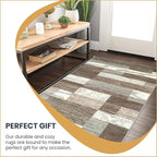 Superior Indoor Runner Rug, Jute Backed, Modern Geometric Patchwork Floor Decor - Image 5
