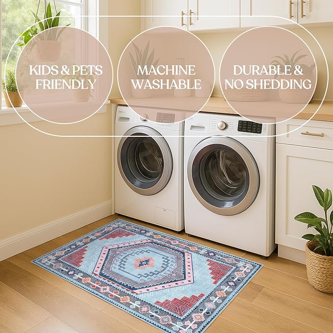 Fame Living Washable Area Rug. Modern Farmhouse. Vintage. Turkish. Bohemian. - Image 6