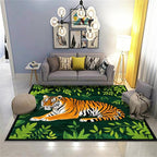 Tiger Rugs，5x6ft, Tiger and Green Leaf Print Rug - Image 2