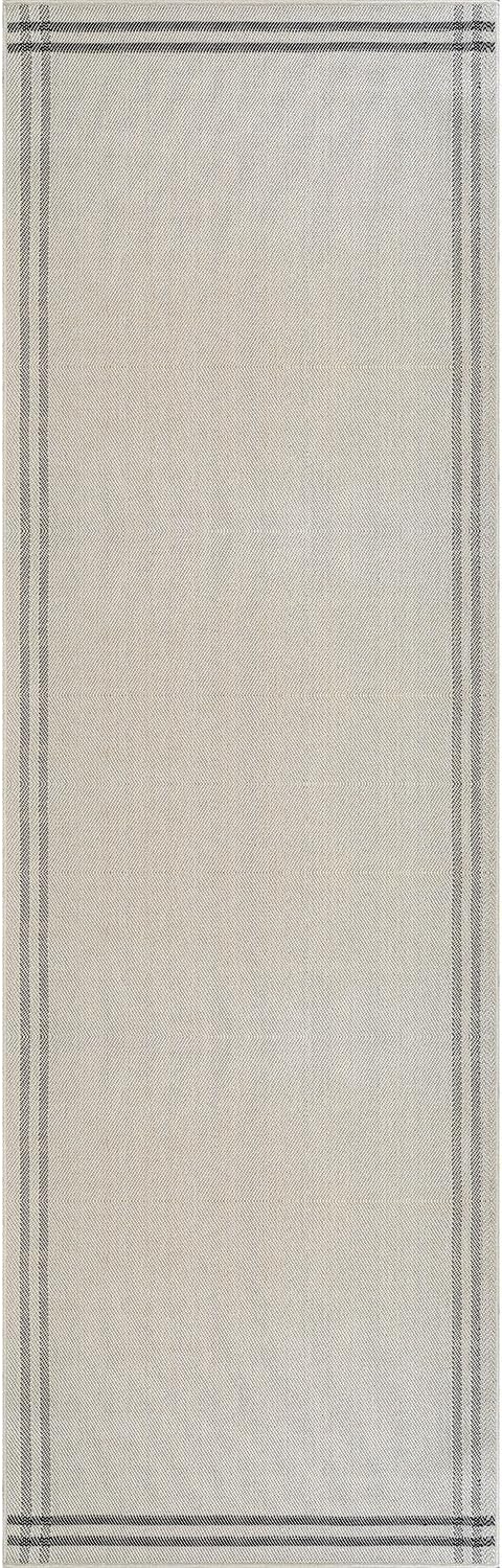 Easy Jute Rugs 2x7 Bordered Bone Color Living Room Indoor Outdoor Runner Rug - Image 2