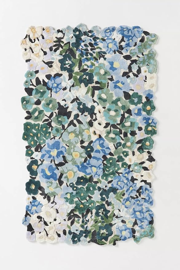 Cassia Wool Viscose Area Rug – 5’ x 7' – Handmade Wool Area Rugs –Blue – Rugs by Unknown