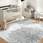 WITSHOCK 6x9 Washable Rug for Living Room, Modern Floral Distress Print Pattern - Image 3