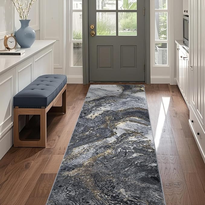 Abstract 2x8 Runner Rug: Modern Washable Rug - Image 3
