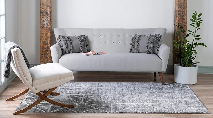 Rugs.com Lattice Trellis Collection Rug – 8' x 10' Gray Low-Pile Rug Perfect - Image 4