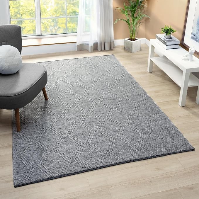 LUXE WEAVERS Modern Farmhouse Gray 5x7 Washable Area Rug, Anti-Slip Diamond by LuxeWeavers