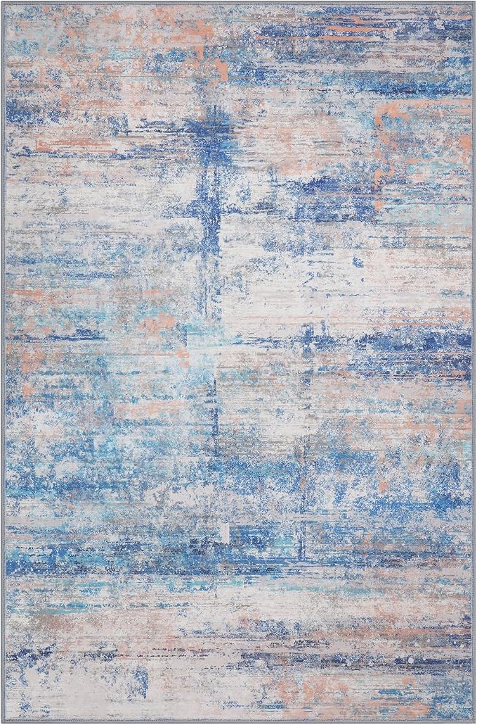 Abstract 5x7 Area Rug for Living Room Dining Room Office Bedroom Blue - Image 4