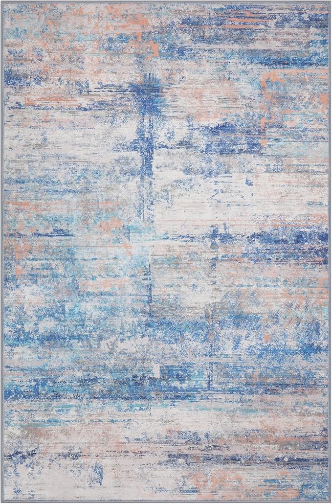 Abstract 4x6 Area Rug for Living Room Dining Room Entryway Blue - Image 4
