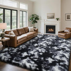 Fluffy Rug Shaggy Area Rug, Mottling Black 9x12 Area Rugs - Image 2