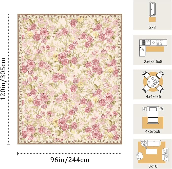 8x10 Machine Washable Area Rug for Living Room, Kids and Pets Friendly for - Image 2