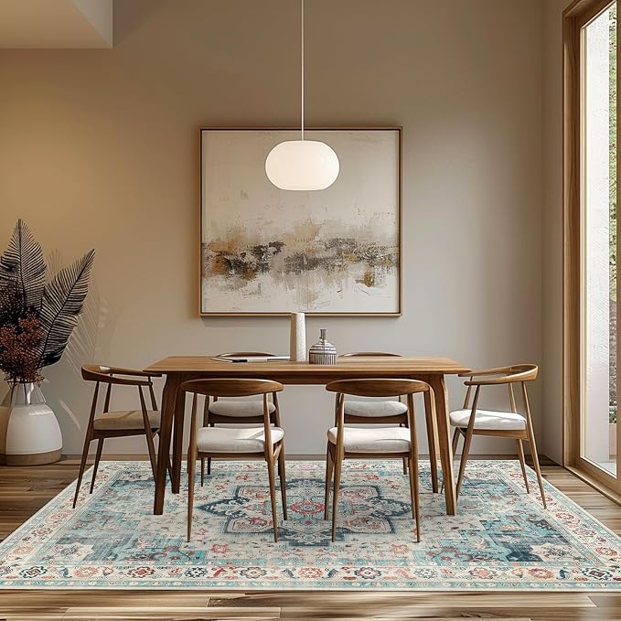 GENIMO 9x12 Area Rugs for Living Room, Machine Washable Non Slip Vintage Rugs - Image 4
