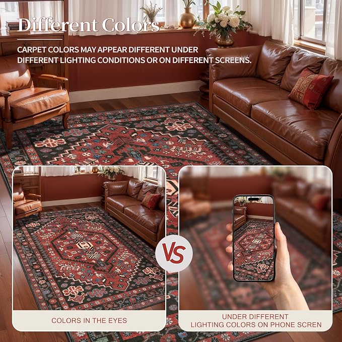 Ciicool Washable 5x7ft Rugs for Living Room Non-Slip Indoor Area Rug Large - Image 5