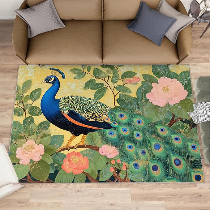Peacock Peony Rugs for Bedroom - Image 2
