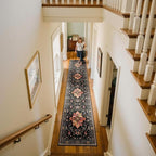 Area Rugs 2'x10' Washable Non-Slip, Floral Vintage Distress Print Pattern - Image 3