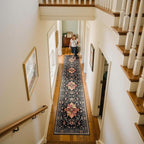 Area Rugs 2'6''x10' Washable Non-Slip, Floral Vintage Distress Print Pattern - Image 2