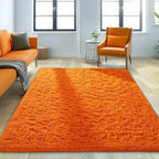 Ophanie Orange Rugs for Living Room Bedroom, 6x9 Fluffy Fuzzy Furry Carpet - Image 5