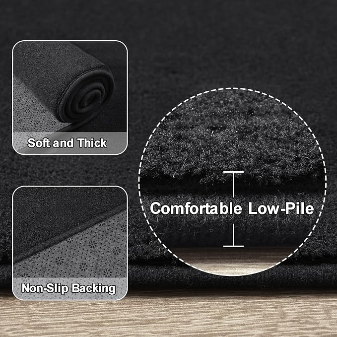 Amearea Modern Area Rugs for Bedroom Living Room, 4x6 Feet Black Thickened - Image 3