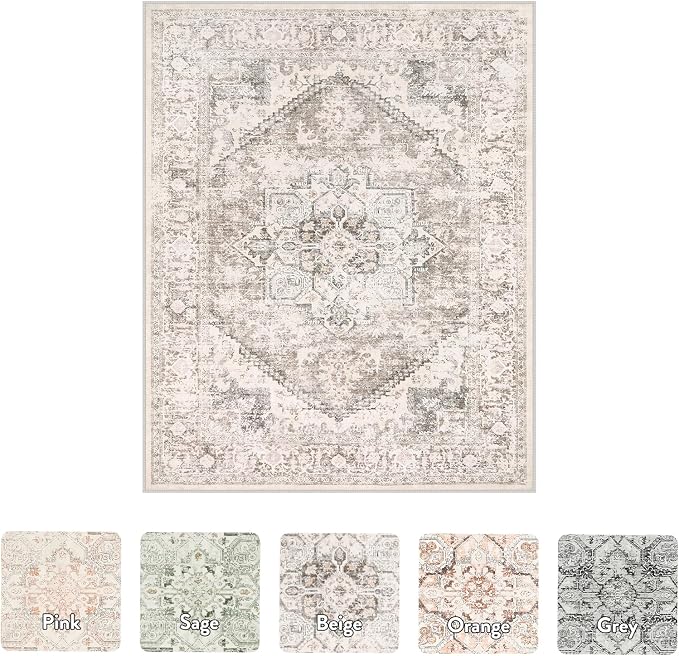 LIVEBOX 8X10 Area Rugs for Living Room, Washable Beige Neutral Boho Rugs Large - Image 5