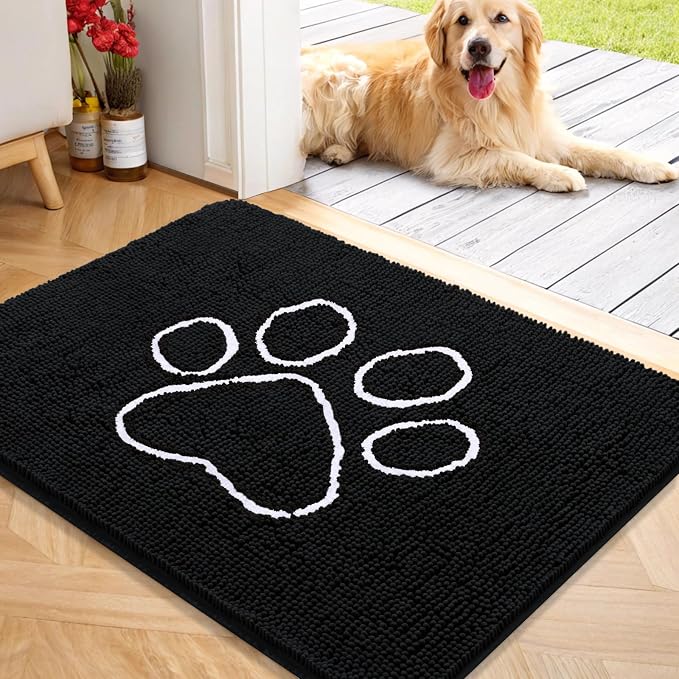 OLANLY Dog Door Mat for Muddy Paws 40x32, Paw Print Design, Absorbs Moisture by OLANLY