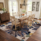 Rugshop Cream Bright Flowers Non Slip Non-Shedding Area Rug - Image 8