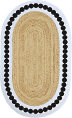 Oval Rugs for 12x18 Jute Oval Rug Natural Kilim Rug Thick 0.27" Solid Design by CASAVANI