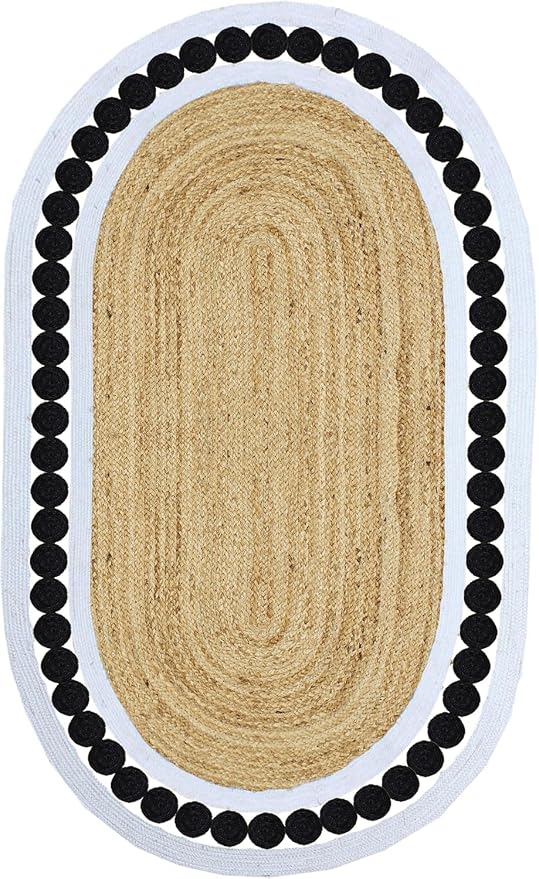 Flatweave Runner 2.6x16 Oval Kilim Jute Runner Hand Braided Jute Thick 0.27" by CASAVANI