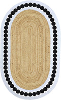 Flatweave Runner 4x12 Oval Kilim Jute Runner Hand Braided Jute Thick 0.27" by CASAVANI