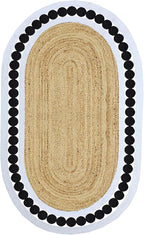 Flatweave Runner 4x12 Oval Kilim Jute Runner Hand Braided Jute Thick 0.27" by CASAVANI