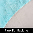 Latepis Blue Round Rugs 6ft Faux Sheepskin Fur Large Circle Rug - Image 4