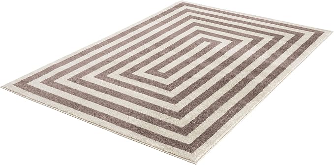 Abani Contemporary Beige & Ivory 4' x 6' Area Rug, Contrasting Geometric Modern - Image 9