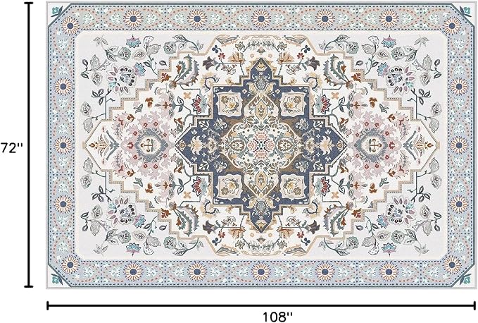 Phantoscope Washable Area Rug 6'x9' Non-Slip, Vintage Boho Rugs - Image 2