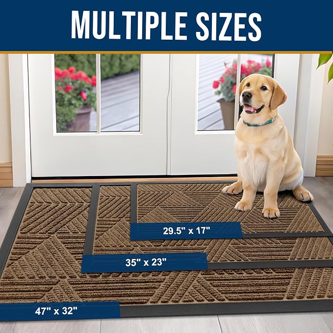 Kitinjoy Front Door Mat Outside Entrance, Sturdy Natural Dirt Trapper, Heavy - Image 2