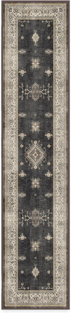 RUGGABLE Washable Vintage Runner Rug – Verena Dark Wood 2.5x12, Stain-Resistant - Image 3