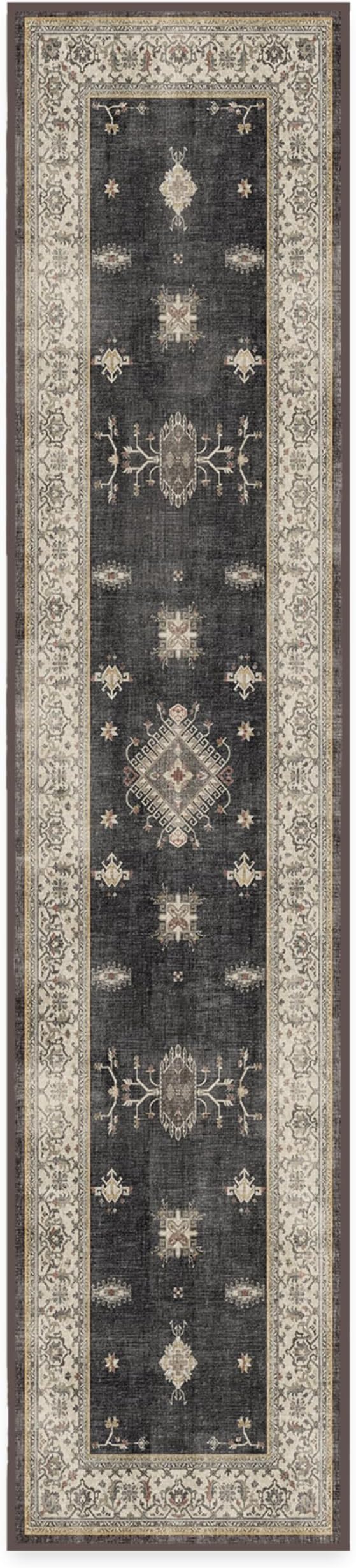 RUGGABLE Washable Vintage Runner Rug – Verena Dark Wood 2.5x12, Stain-Resistant - Image 3
