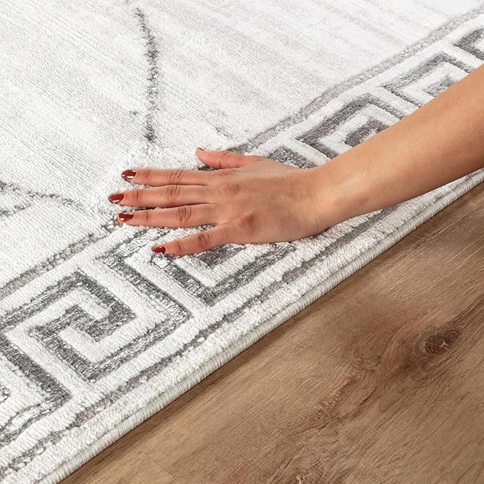 GLORY RUGS Area Rugs Marble 2x7 Cream Gray Carpet Modern Abstract Rug Living - Image 4