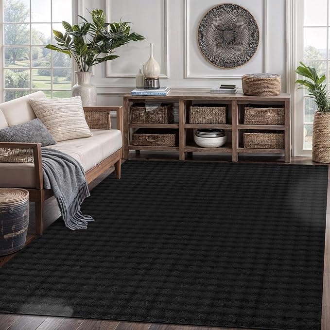 CAMILSON Modern Black Non Slip Rug 5x7 Ultra Soft High Pile Area Rugs Non Skid - Image 9