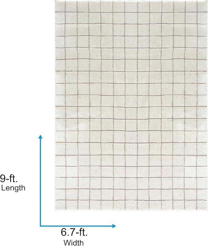 Livabliss x Our PNW Home Cascade Minimalist Grid Area Rug, Grid Ivory/Taupe - Image 2