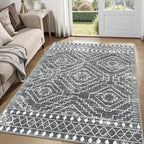 Wonnitar Moroccan 5x7 Washable Rug, Large Grey Area Rug by Wonnitar