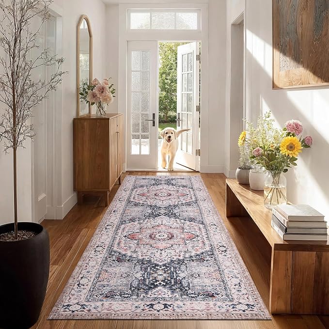 PURRUGS Vintage Farmhouse Boho Runner Rug 2'6" x 6', Non-Slip Machine Washable - Image 2