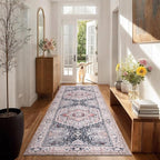 PURRUGS Vintage Farmhouse Boho Runner Rug 2'6" x 6', Non-Slip Machine Washable - Image 2