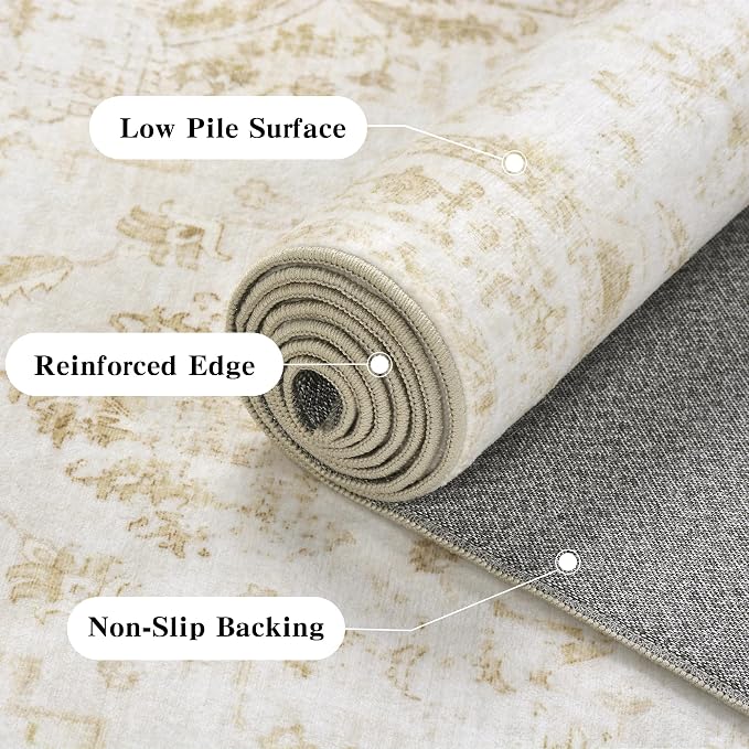 2x6 Hallway Washable Runner Rug Vintage Non-Slip Soft Kitchen Mat Boho - Image 7