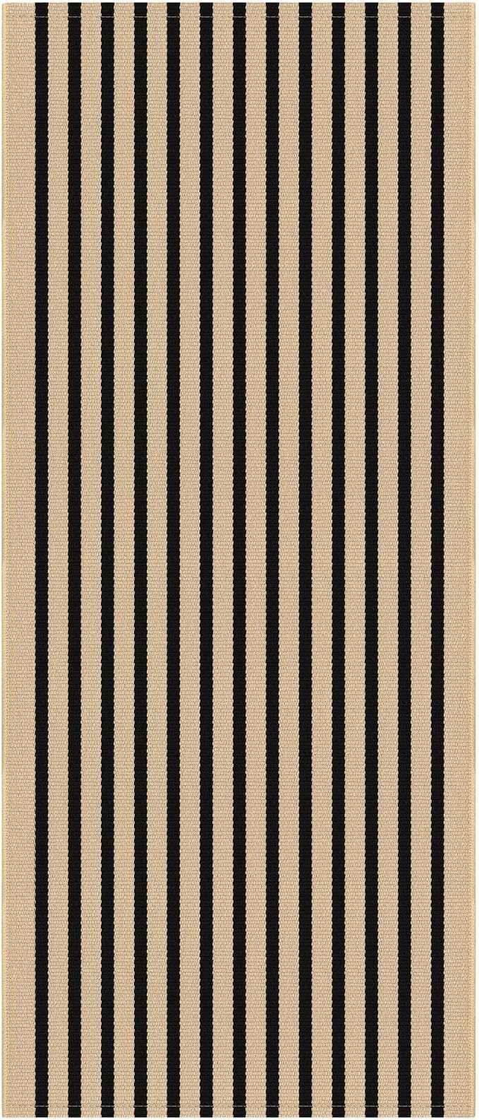 KOZYFLY Brown and Black Striped Porch Rug 2x4.3 Ft Washable Outdoor Rug - Image 8