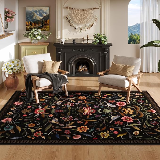 Vintage Medallion Floral Area Rugs 8x10 Clearance, Machine Washable Non-Slip - Image 2