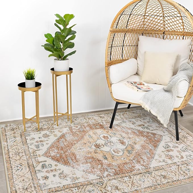 Lahome Boho Washable Living Room Area Rug 3x5 Throw Non-Slip Rugs - Image 3