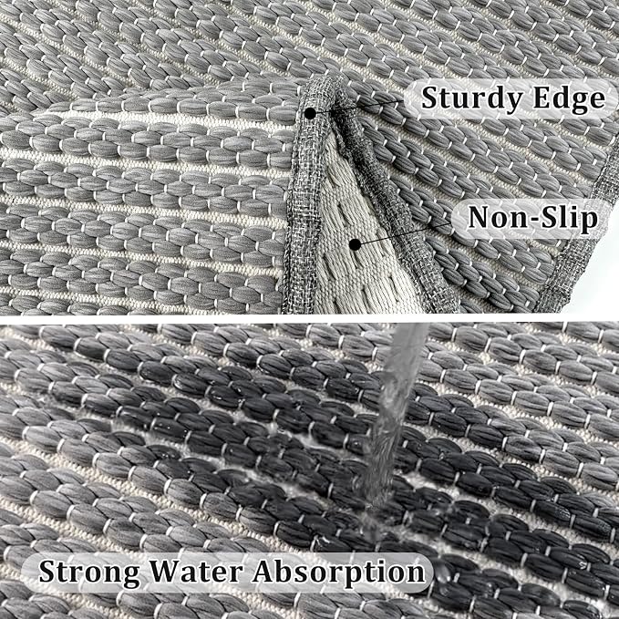 Grey Runners for Kitchen 24"x60" Non Slip Braided Long Bathroom Runner - Image 5