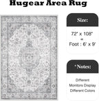 HUGEAR Area Rug 6x9 Vintage Grey Machine Washable Living Room Rugs Thin Neutral - Image 2