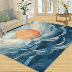 Boho Sun Area Rugs 5x6ft, Mosaic Sunburst Rugs - Image 3