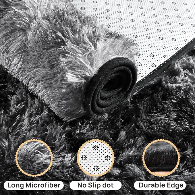 Height Pile 1.4" Plush Rug Shaggy Soft Fluffy Rug Non-Slip Indoor Floor Carpet - Image 5