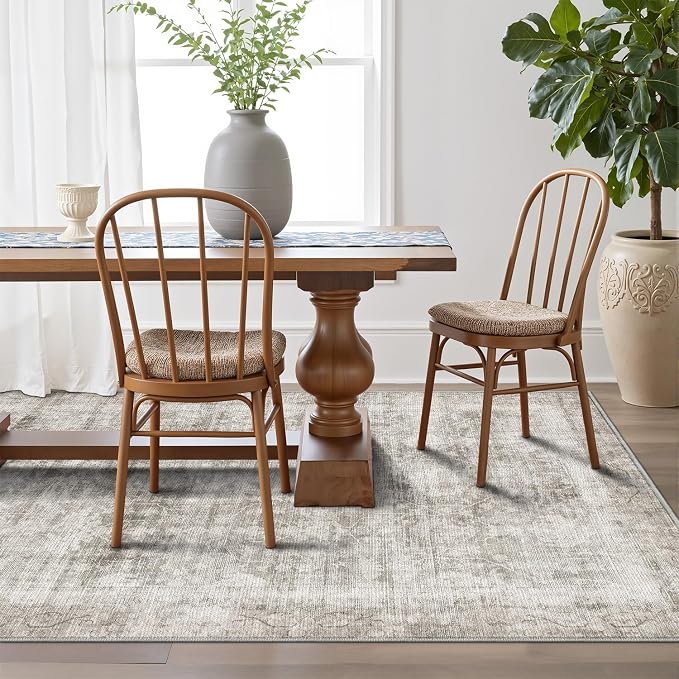 LUMI 4x6 Washable Area Rug for Living Room, Ultra Soft Modern Neutral Grey Rugs - Image 5