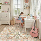 Lahome Fall Floral Washable Area Rugs 8x10, Boho Living Room Large Rugs Non-Slip - Image 2