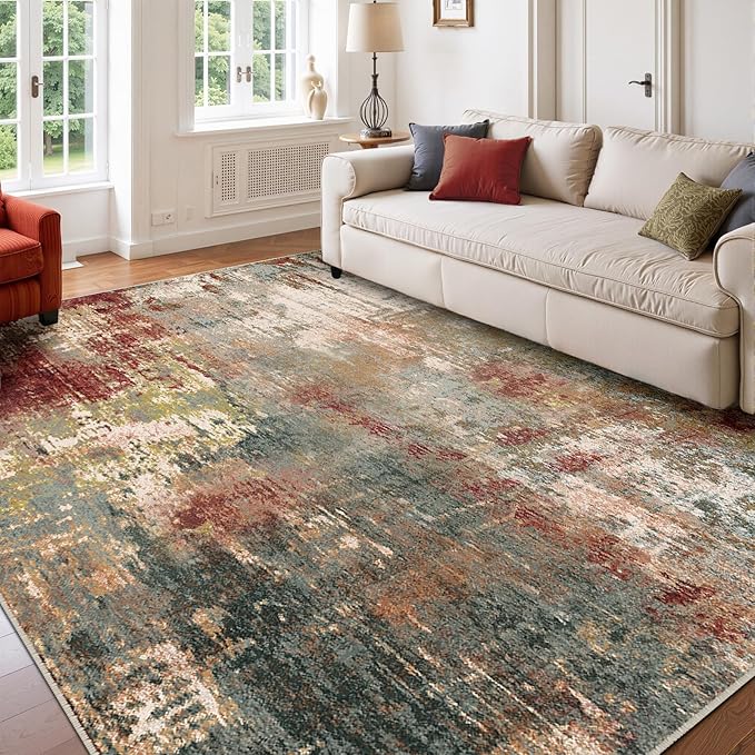 Washable Area Rugs 6'x8' Non-Slip Modern Abstract Soft by RELEANY